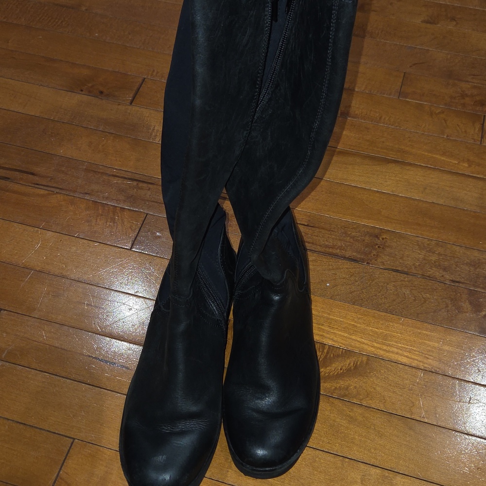Fly London Women's Tall Black Leather Wedge Boots — Sleek Everyday Comfort